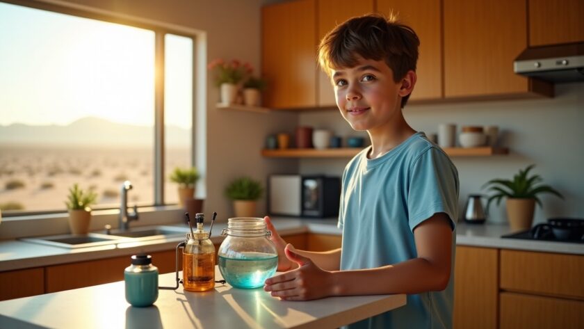 À 14 ans, il invente dans la cuisine familiale un système ingénieux pour créer de l’eau potable dans le désert, sans électricité ni pompe